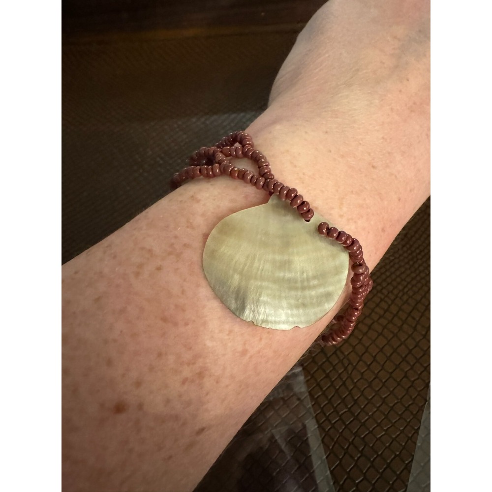 Beaded Shell Accent Bracelet Brown Beach Boho‎ Women's Jewelry